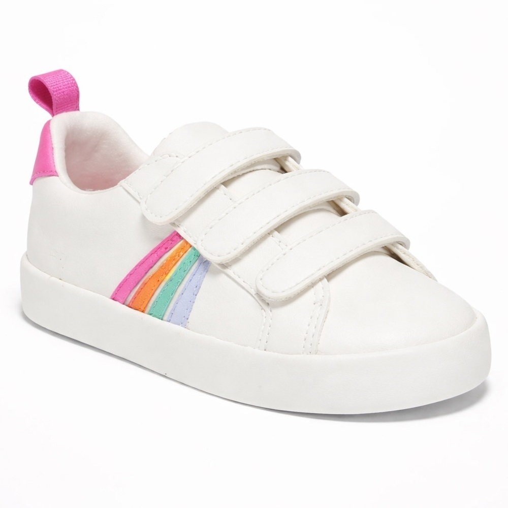 Triple Strap Rainbow Stripe Sneakers